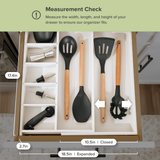 Bamboo Drawer Organizer for Utensils & Junk - White Finish (Expands 10.5-18.5in)