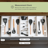 Bamboo Utensils & Junk Drawer Organizer - White Finish (Expands 18.5-33in)