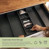 Bamboo Utensils & Junk Drawer Organizer - Black Finish (Expands 18.5-33in)