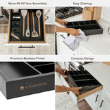 Bamboo Drawer Organizer for Utensils & Junk - Black Finish (Expands 10.5-18.5in)