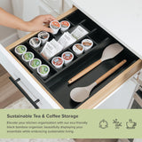 Bamboo Tea Bags & Coffee Pods Drawer Organizer Black Finish