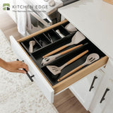 Bamboo Drawer Organizer for Utensils & Junk - Black Finish (Expands 10.5-18.5in)