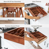 Acacia Drawer Organizer for Silverware & Utensils (Expands 14.5-25in)