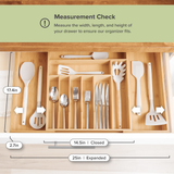 Bamboo Drawer Organizer for Silverware & Utensils (Expands 14.5-25in)