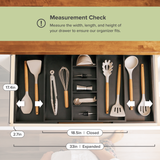 Bamboo Utensils & Junk Drawer Organizer - Black Finish (Expands 18.5-33in)