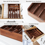 Rounded Silverware Drawer Organizer - Acacia