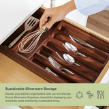 Rounded Silverware Drawer Organizer - Acacia