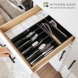 Rounded Silverware Drawer Organizer - Black Bamboo
