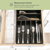 Rounded Silverware Drawer Organizer - Black Bamboo