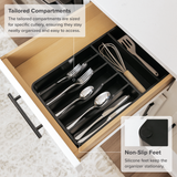 Rounded Silverware Drawer Organizer - Black Bamboo
