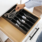 Rounded Silverware Drawer Organizer - Black Bamboo