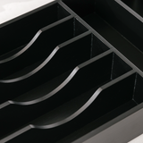 Rounded Silverware Drawer Organizer - Black Bamboo