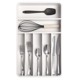 Rounded Silverware Drawer Organizer - White Bamboo