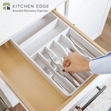 Rounded Silverware Drawer Organizer - White Bamboo