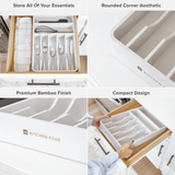 Rounded Silverware Drawer Organizer - White Bamboo