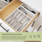 Rounded Silverware Drawer Organizer - White Bamboo
