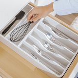 Rounded Silverware Drawer Organizer - White Bamboo