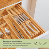 Knife Block Drawer Organizer - Natural Bamboo