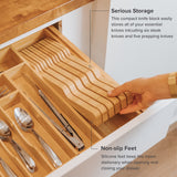 Bamboo Knife Block Drawer Organizer