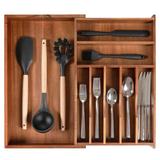 Acacia Drawer Organizer for Silverware & Utensils (Expands 10.5-19in)