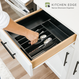 Bamboo Drawer Organizer for Silverware & Utensils - Black Finish (Expands 11-19in)
