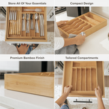 Bamboo Drawer Organizer for Silverware & Utensils (Expands 11-19in)