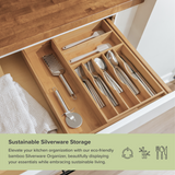 Bamboo Drawer Organizer for Silverware & Utensils (Expands 11-19in)
