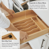 Bamboo Drawer Organizer for Silverware & Utensils (Expands 11-19in)