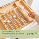 Bamboo Drawer Organizer for Silverware & Utensils (Expands 16-28in)