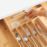 Bamboo Drawer Organizer for Silverware & Utensils (Expands 16-28in)