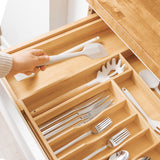 Bamboo Drawer Organizer for Silverware & Utensils (Expands 14.5-25in)