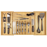 Bamboo Drawer Organizer for Silverware & Utensils (Expands 19-33in)