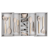 Bamboo Utensils & Junk Drawer Organizer - Gray Finish (Expands 18.5-33in)