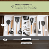 Bamboo Utensils & Junk Drawer Organizer - White Finish (Expands 16-28in)