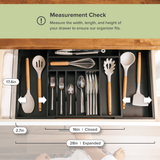 Bamboo Drawer Organizer for Silverware & Utensils - Black Finish (Expands 16-28in)