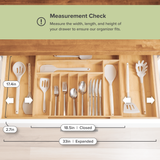 Bamboo Drawer Organizer for Silverware & Utensils (Expands 18.5-33in)