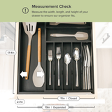 Bamboo Drawer Organizer for Silverware & Utensils - Black Finish (Expands 11-19in)
