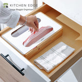 2 Slot Large Ziplock Bag Organizer - Natural Bamboo & White Metal