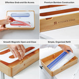 2 Slot Large Ziplock Bag Organizer - Natural Bamboo & White Metal