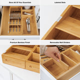 Slanted Silverware + Large Utensils Organizers - Bamboo