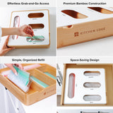 4 Slot Ziplock Bag Organizer - Natural Bamboo & White Metal