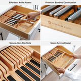 17 Slot Knife Drawer Organizer - Natural Bamboo
