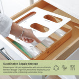 4 Slot Ziplock Bag Organizer - Natural Bamboo & White Metal