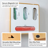 4 Slot Ziplock Bag Organizer - Natural Bamboo & White Metal