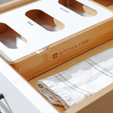 3 Slot Small Ziplock Bag Organizer - Natural Bamboo & White Metal