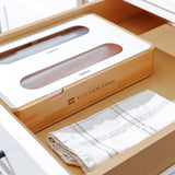 2 Slot Large Ziplock Bag Organizer - Natural Bamboo & White Metal