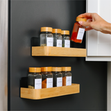 Magnetic Shelf Set - Natural Bamboo & Black Metal