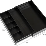Bamboo Drawer Organizer for Utensils & Junk - Black Finish (Expands 10.5-19in)