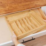 Bamboo Drawer Organizer for Silverware & Utensils (Expands 19-33in)