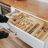Bamboo Drawer Organizer for Silverware & Utensils (Expands 14.75-25in)